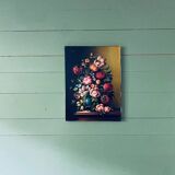 Oil on canvas bouquet of flowers signed Anceschi