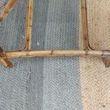 4 armchairs and a coffee table made of rattan and bamboo wood, vintage.