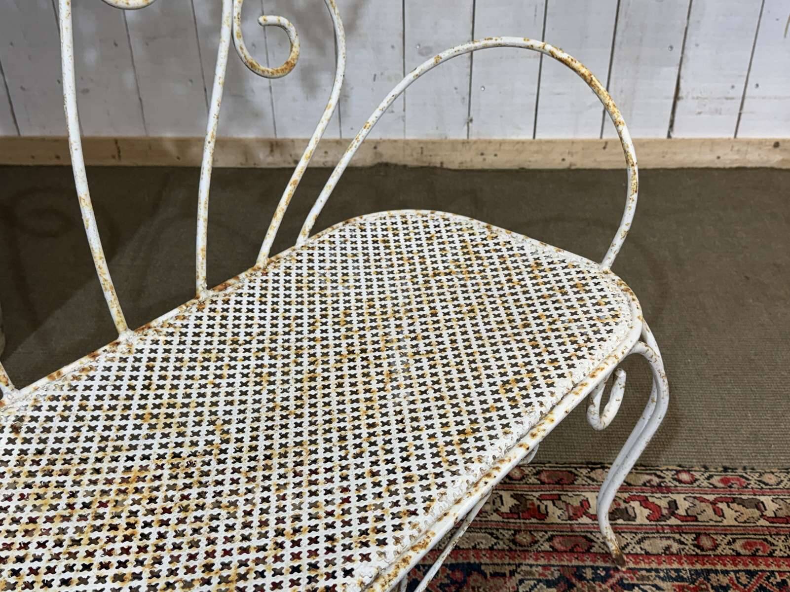 Banc de jardin en fer forgé des années 1950