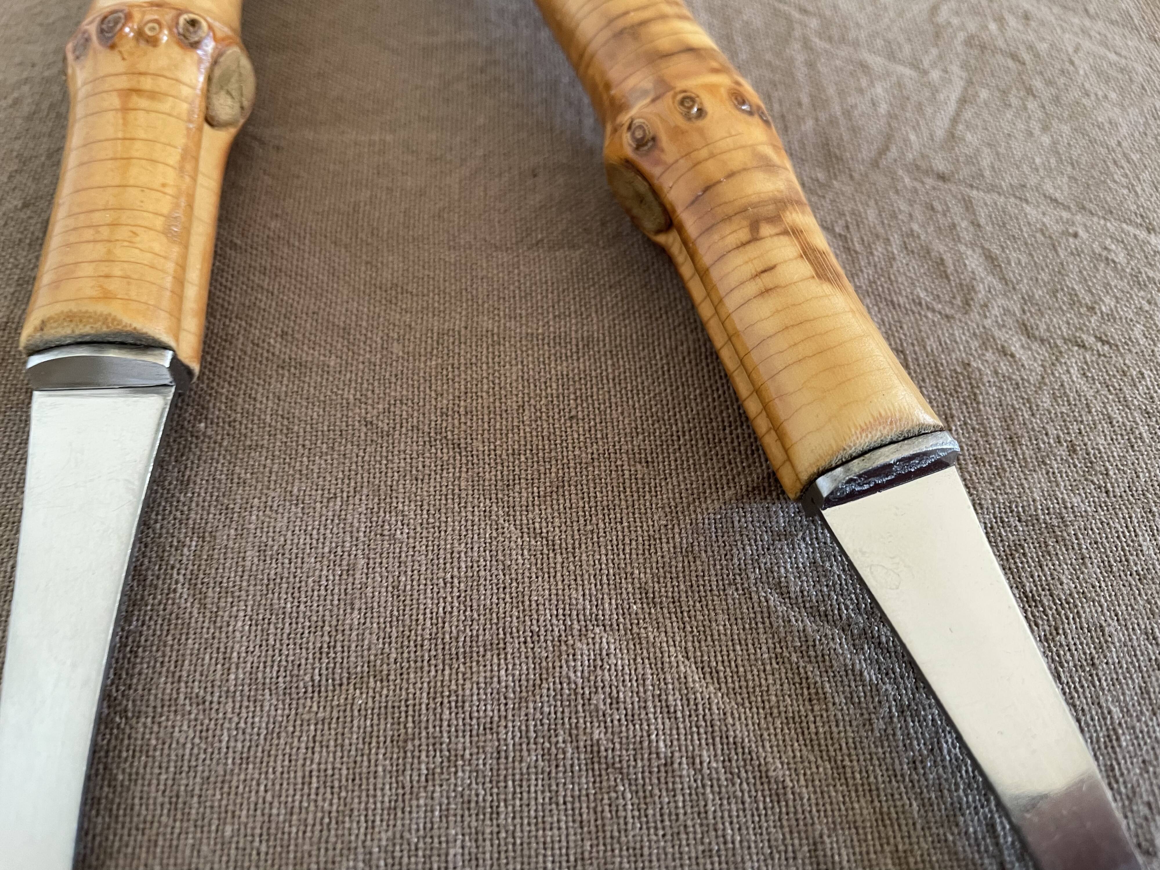 Salad servers with bamboo handles