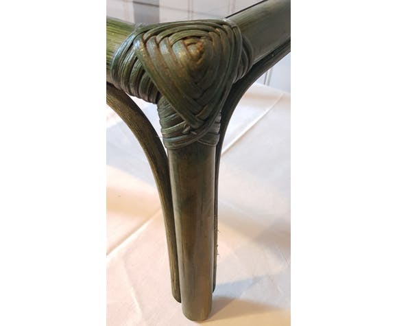 Green rattan coffee table