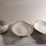 Gravy boat and dishes with gold decoration