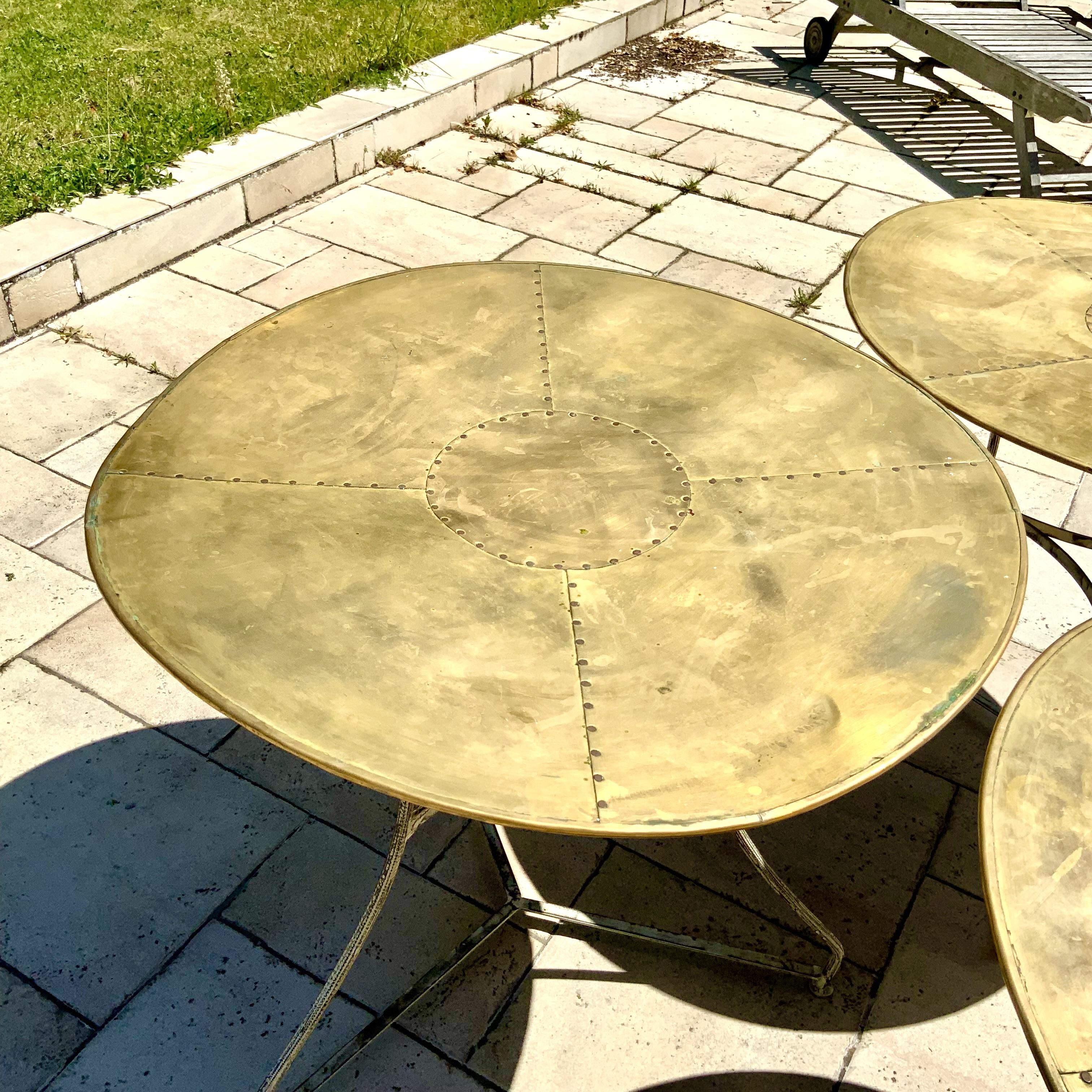 3 bistro tables brass