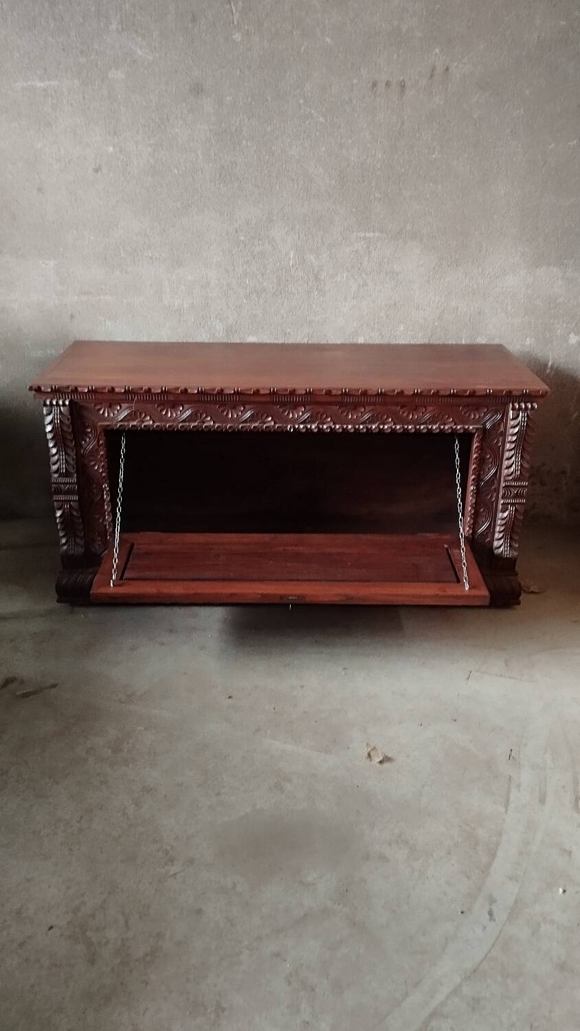 Carved wooden chest