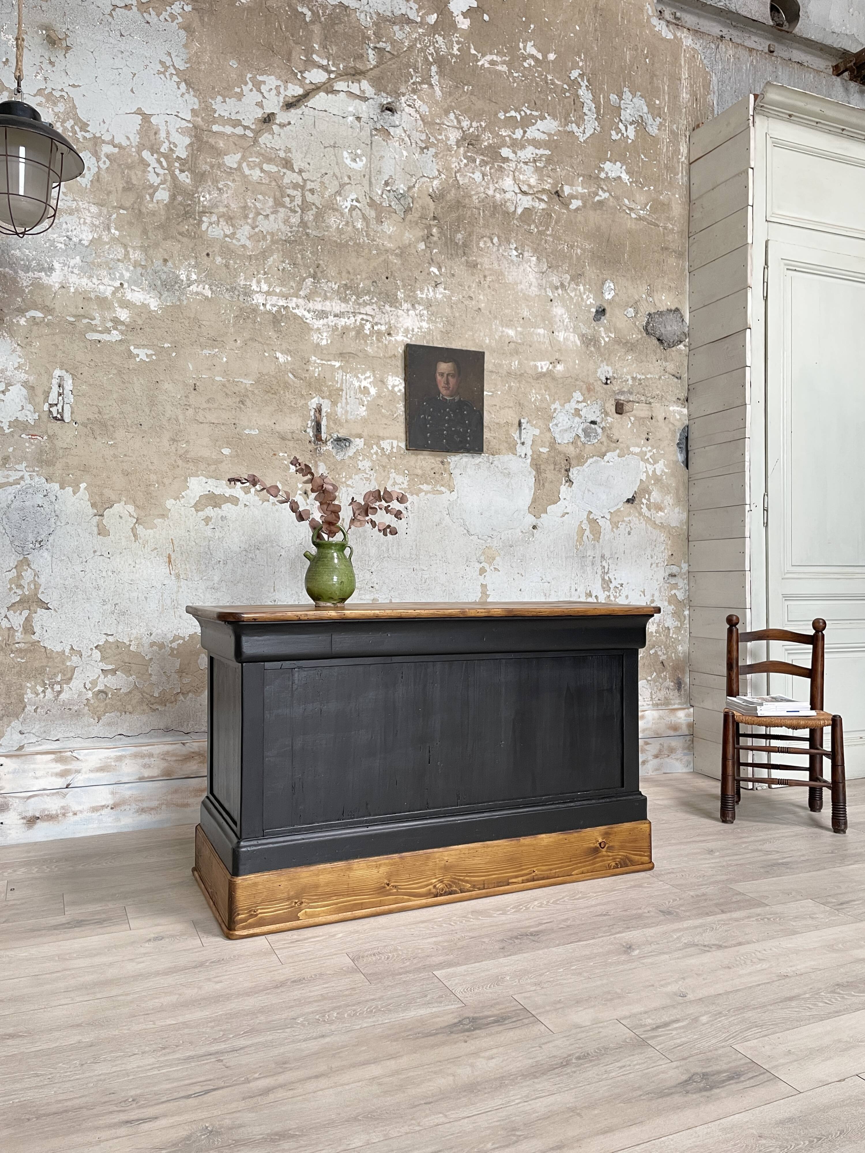 Solid wood box counter.