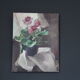 Table oil on canvas representing a small flowering plant