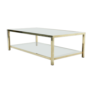 table basse plaquée or belgo Chrom, années 1970
