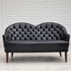 1960s, Scandinavian sofa in black furniture leather.