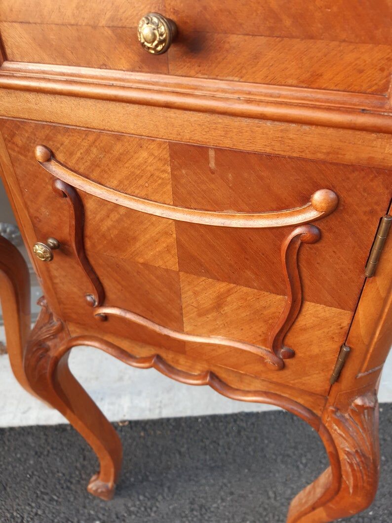 Pair of bedside Louis XV French walnut 1900s