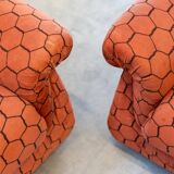 Vintage living room, club style, composed of a 3-seater sofa and 2 armchairs, 1970s