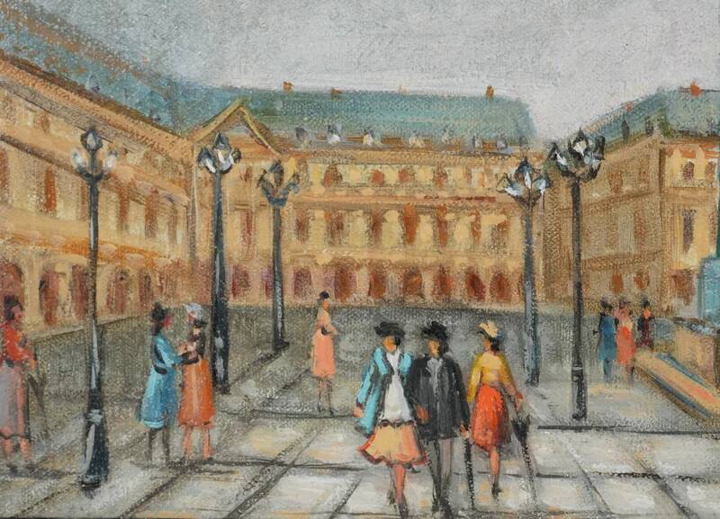 Michel Pabois : Paris, la place Vendôme, huile sur toile originale signée