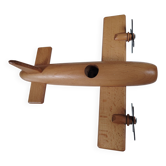 Avion bimoteur vintage en hêtre massif - Moulin Roty, années 1990
