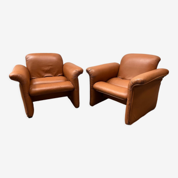 Paire de fauteuils cuir design italien des années 70