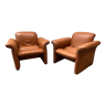 Paire de fauteuils cuir design italien des années 70