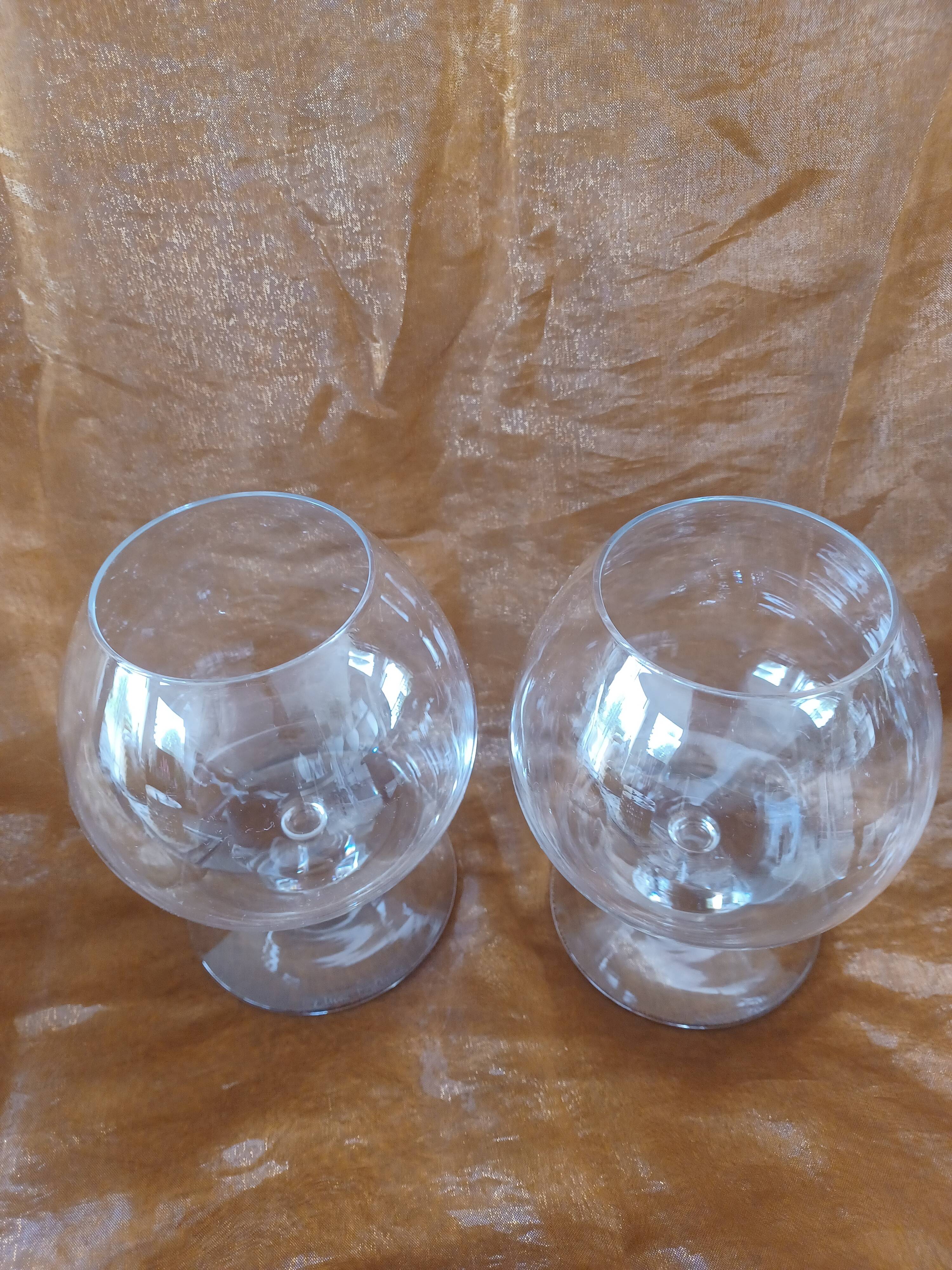 2 large glasses with cristal daum cognac (14cm)