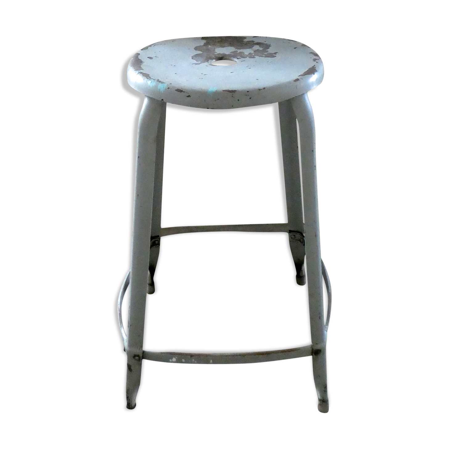 Nicolle workshop high stool in gray metal