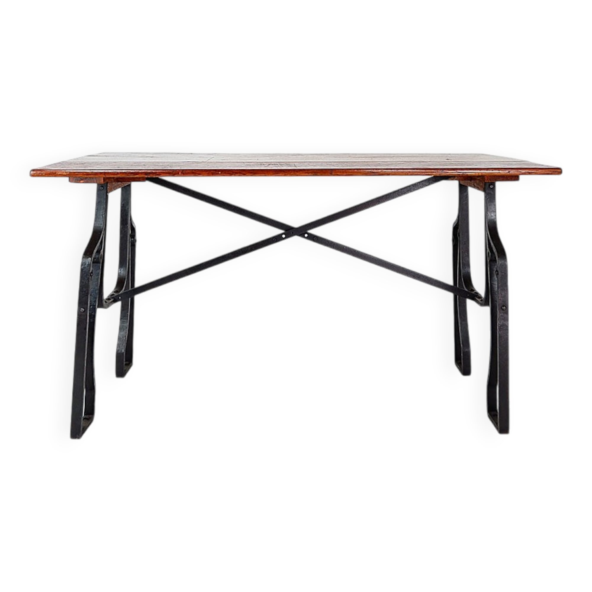 Industrial Bistro Table in Wood and Wrought Iron -