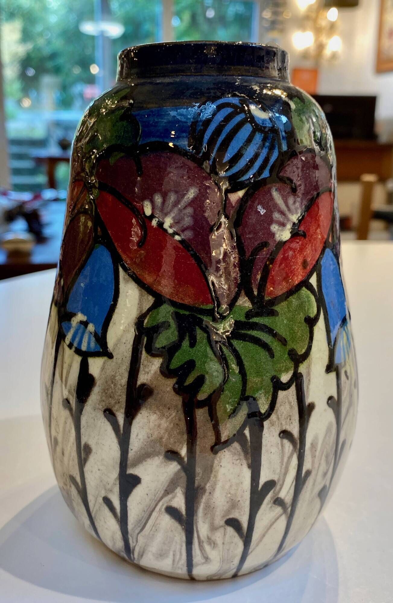 Art Deco Vase Hand-Painted – Carl Gebauer (Bürgel Germany, c. 1920-1930)