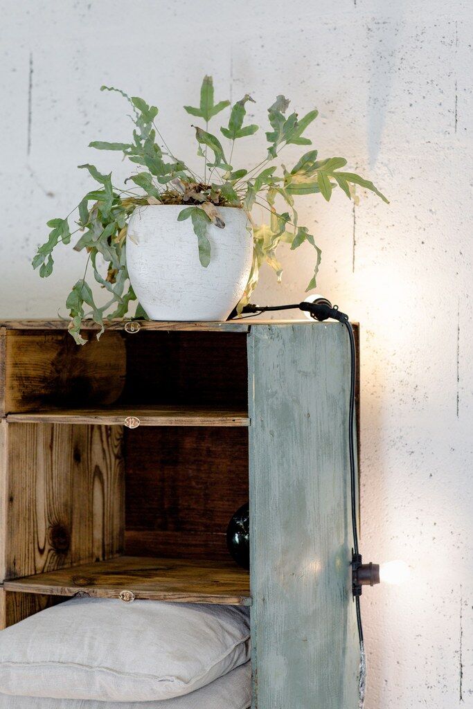 Factory locker cabinet, wood and green