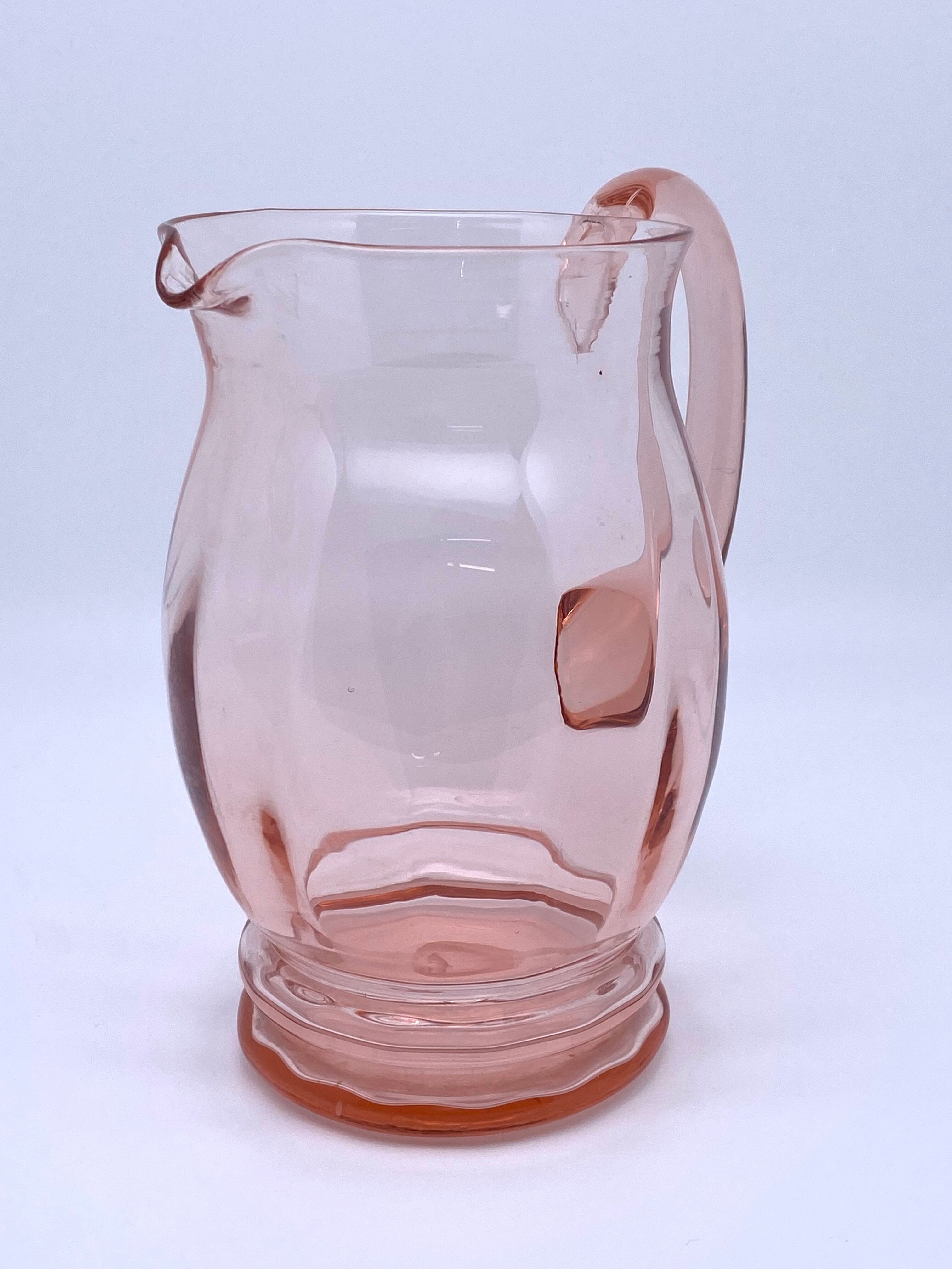 Rounded pink glass decanter