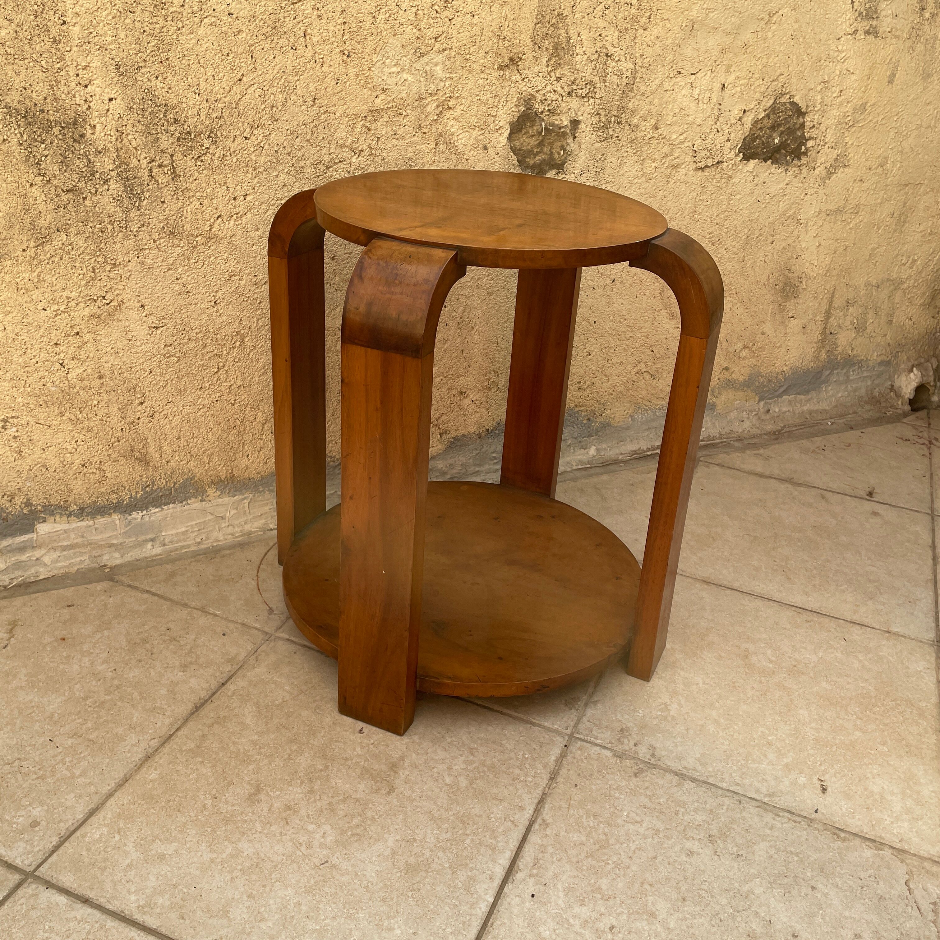 Art Deco pedestal table 1920 in solid wood