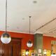 Large Hicks bronze and milk glass pendant light by Thomas O'Brien, USA