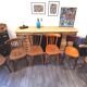 Series of 6 mismatched bistro chairs Baumann and Mahieu