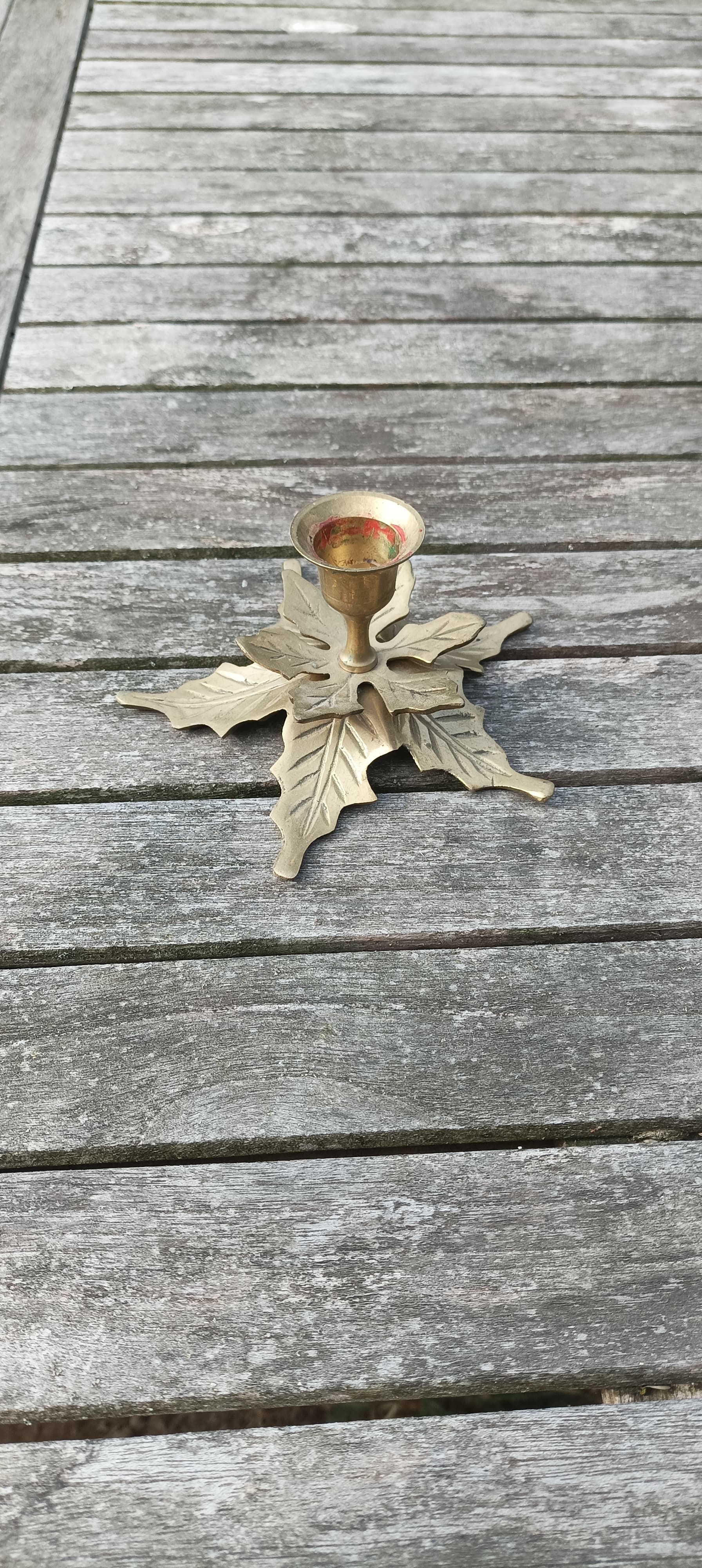 Golden metal candle holder
