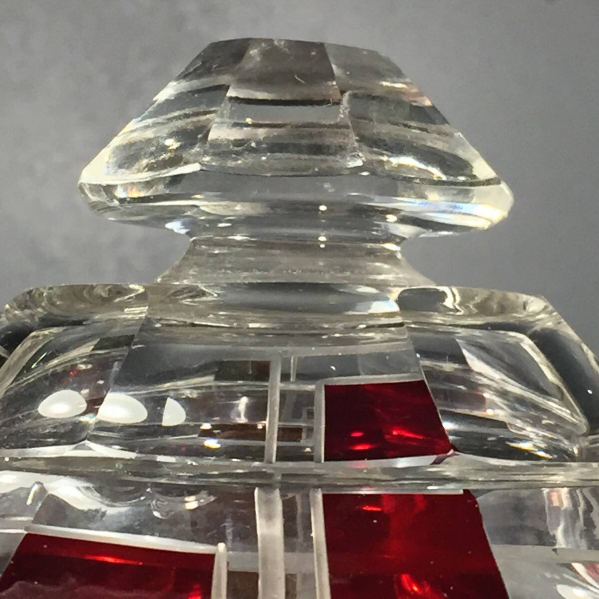 ART DECO modernist red Bohemian glass box, circa 1930