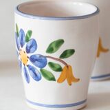 6 ceramic cups hand painted signed Strehla GDR