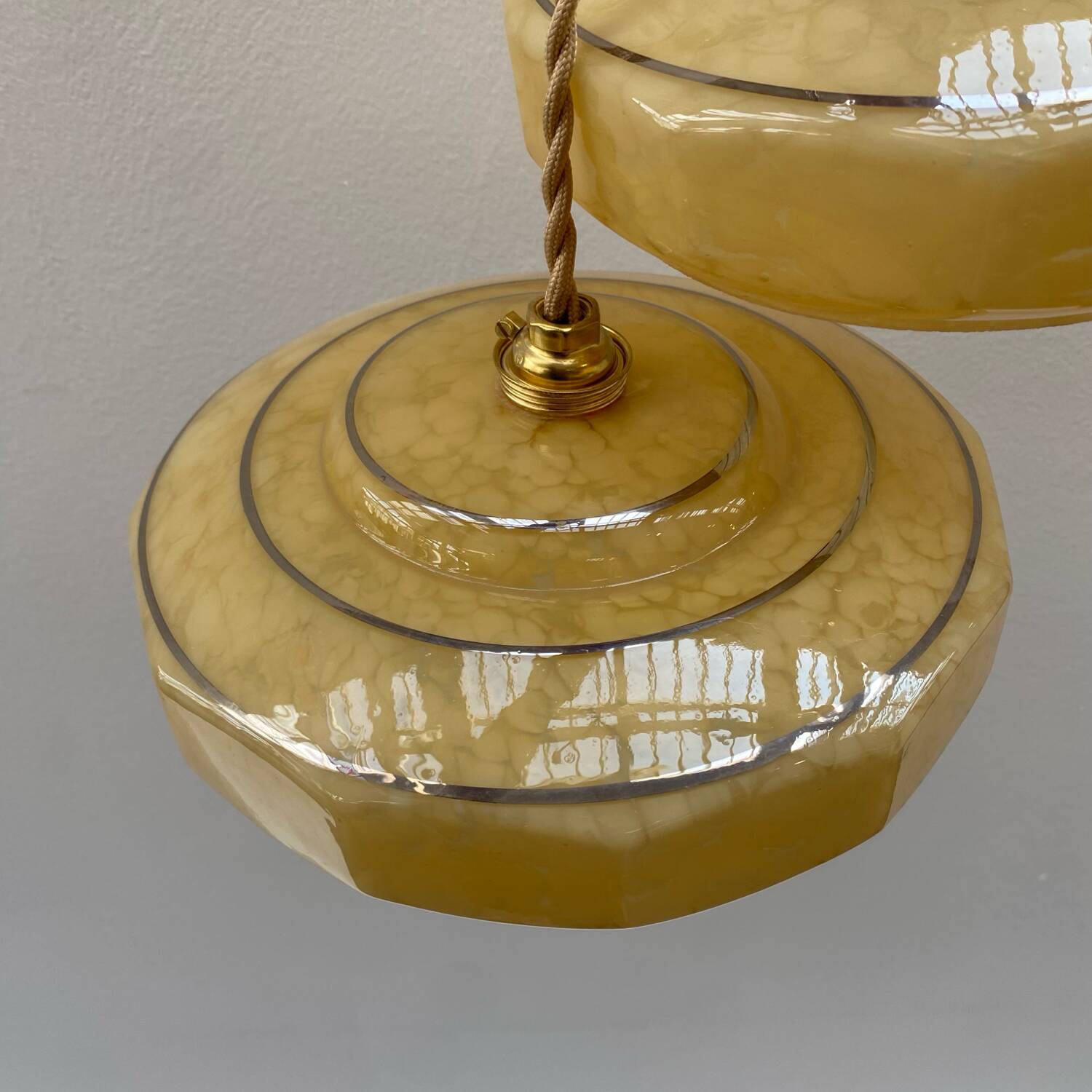 Pair of art deco pendant lights in Clichy glass
