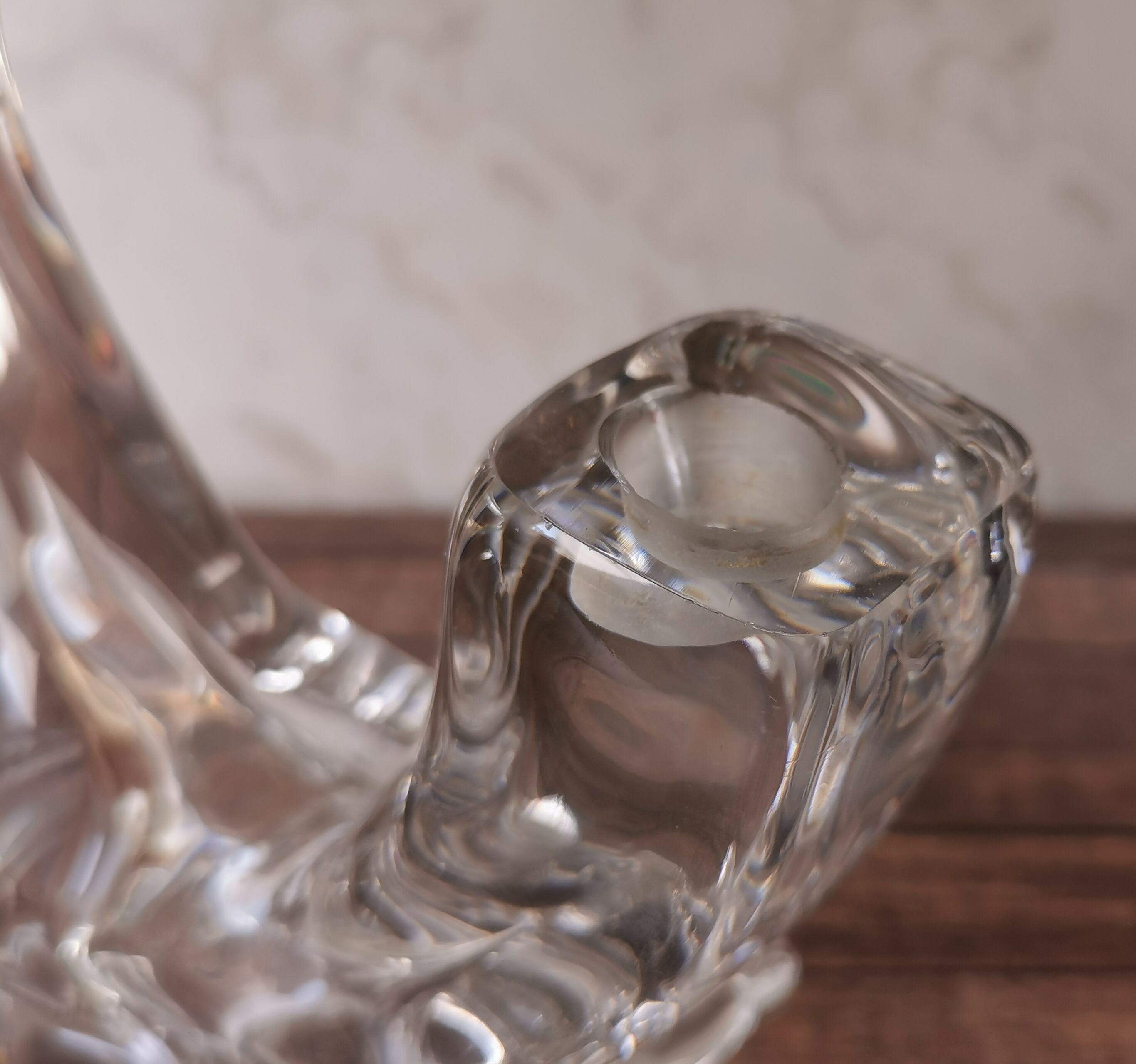 Pair of candle holders two crystal branches