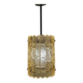 Orrefors Swedish glass gold pendant lamp 1970s