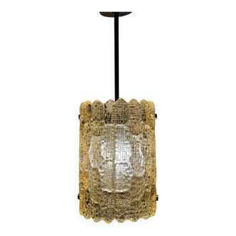 Orrefors Swedish glass gold pendant lamp 1970s