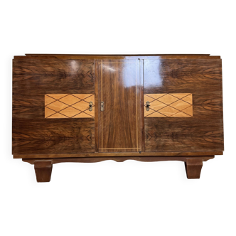 Superbe buffet en enfilade époque Art Déco en acajou et bois clair vers 1925