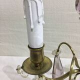 Paire de lampes girandoles en bronze et cristal