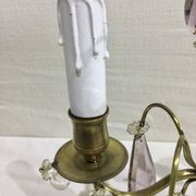 Pair of girandole lamps in bronze and crystal