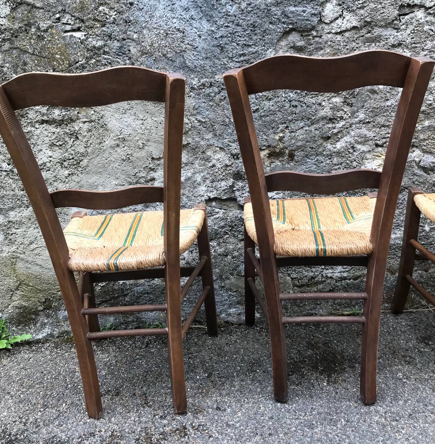 Set of 6 straw bistro chairs