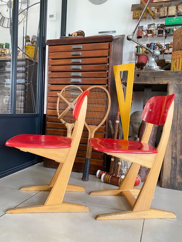 Chaise enfant Casala vintage rouge