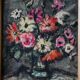 Old oil on canvas, bouquet of flowers, Montmartre style framing.