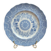 Assiette anglaise ancienne Lace Border bleu – attribuée Job Meigh Old Hall XIXe
