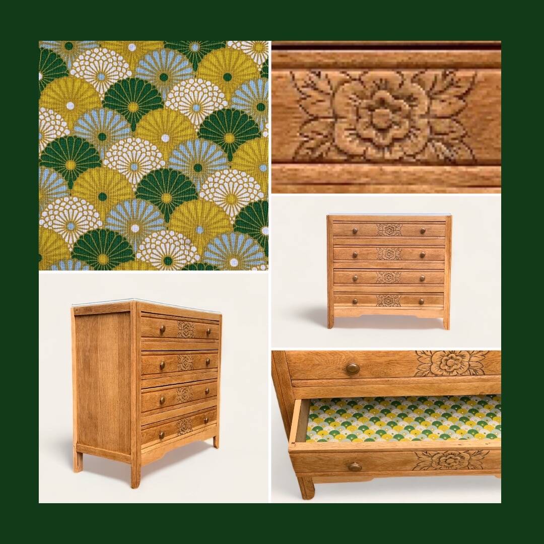 Art deco raw oak chest of drawers 1930