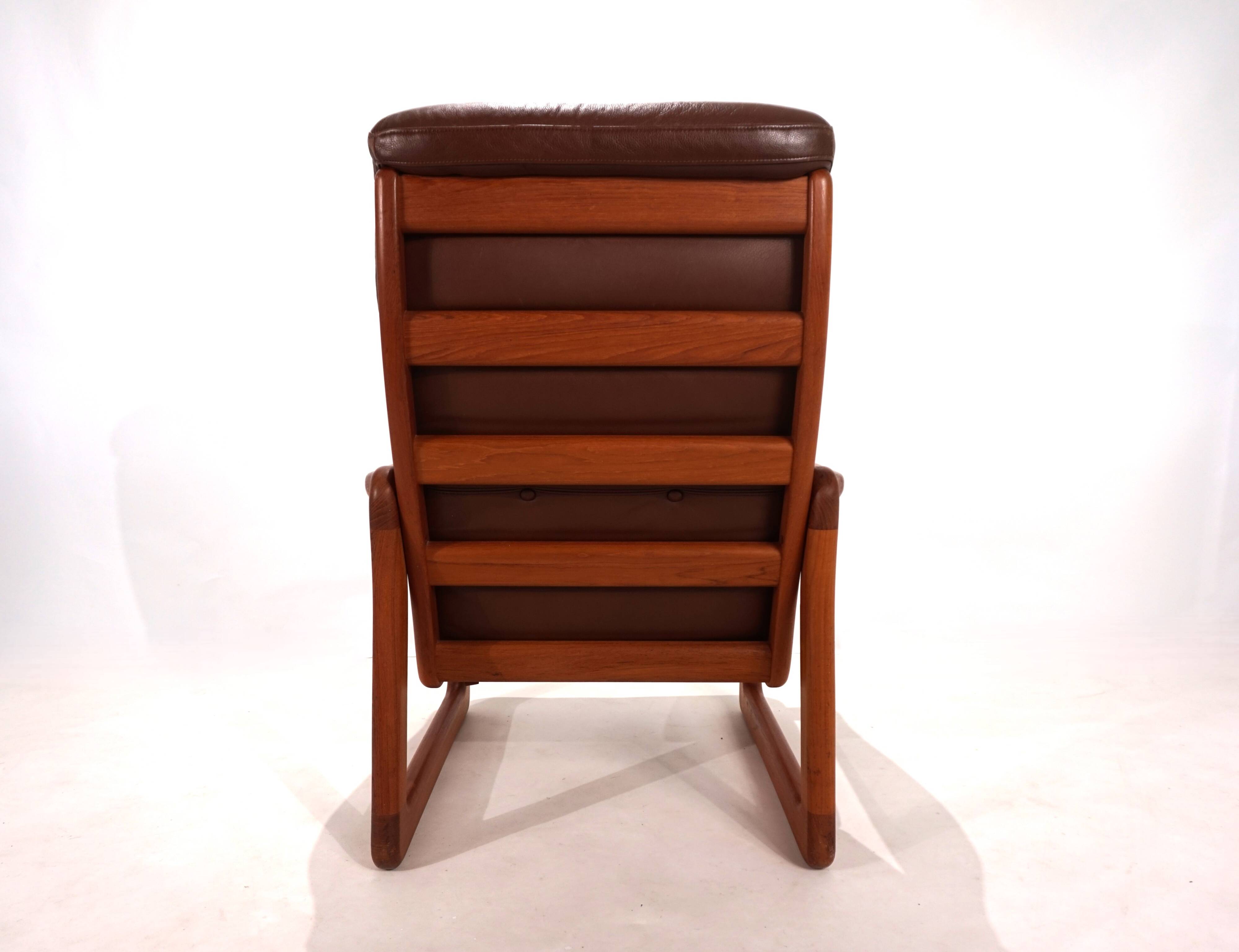 EMC teak leather armchair, 1960