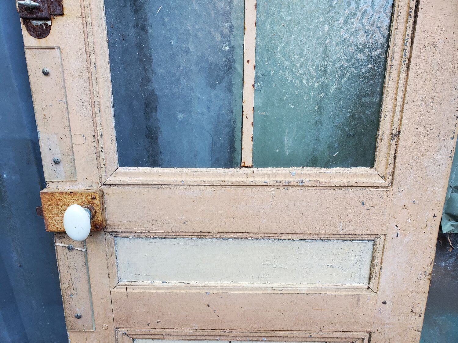 Old fir glass door