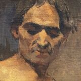 Oil on panel by Alain Beaufreton academic nude male