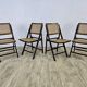 Folding wooden chairs with raffia, 1970s.