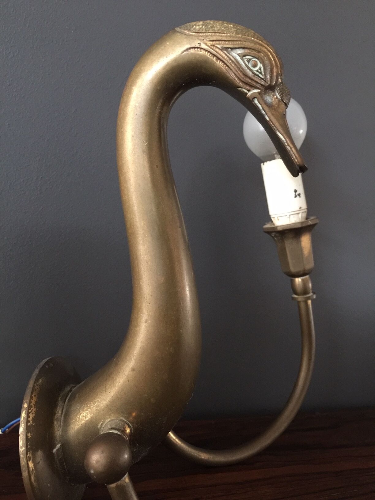Pair d swans solid brass wall light