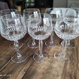 Set of 7 cut crystal wine glasses