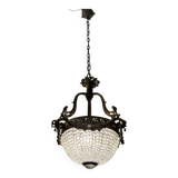 Bronze Crystal Beaded Light Pendant 1940’s