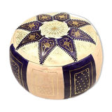 Leather purple Pouf Fes handmade 40 x 25 cm